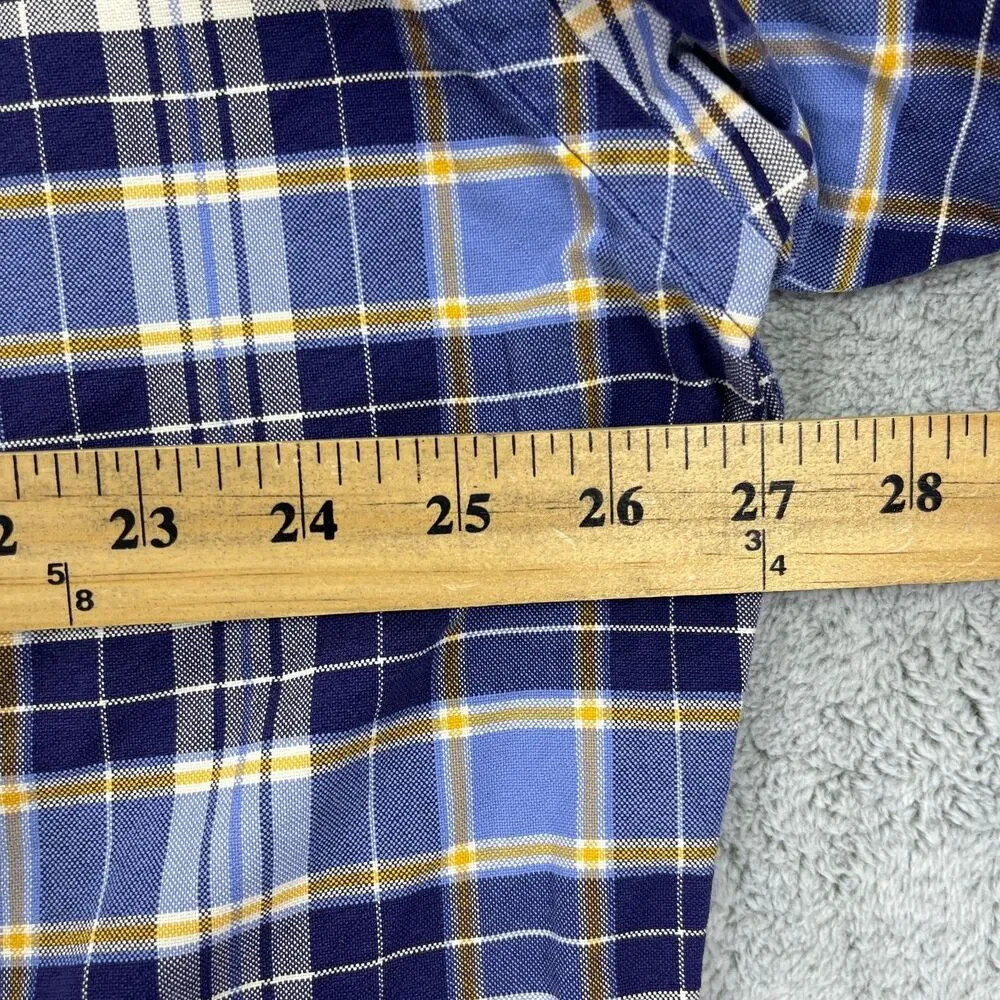 Ralph Lauren Big Shirt Mens Large Blue Plaid Cotton Pony Logo Button-Down‎